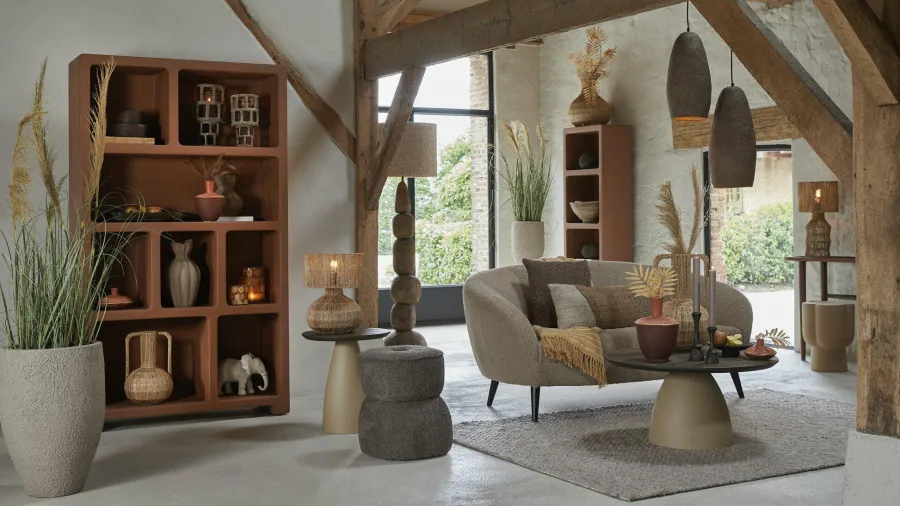 Light en Living Sidetable Ø34,5X45 cm JUNTO keramiek mat zand