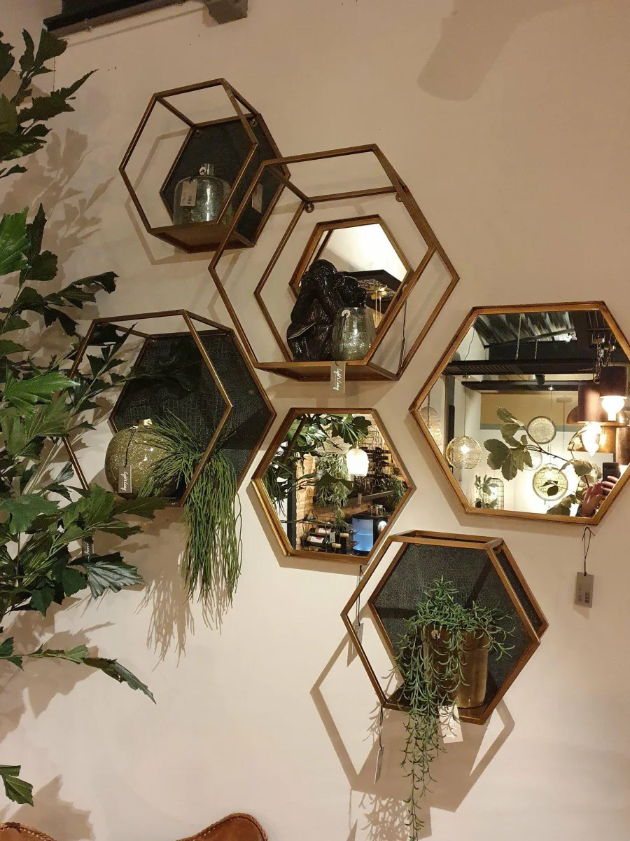 Light en Living Spiegel zeshoek STELVIO mat zwart in 2 maten New