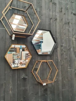 Light en Living Spiegel zeshoek STELVIO mat zwart in 2 maten New