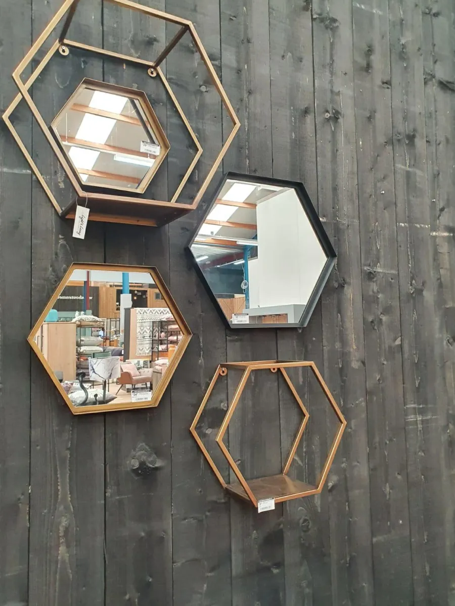 Light en Living Spiegel zeshoek STELVIO mat zwart in 2 maten New