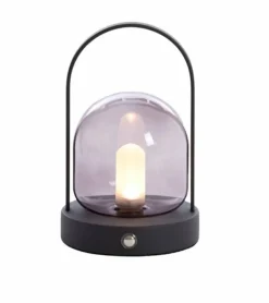 Light en Living Tafellamp LED Ø12x19 cm YEREMI glas smoke+mat zwart Outlet