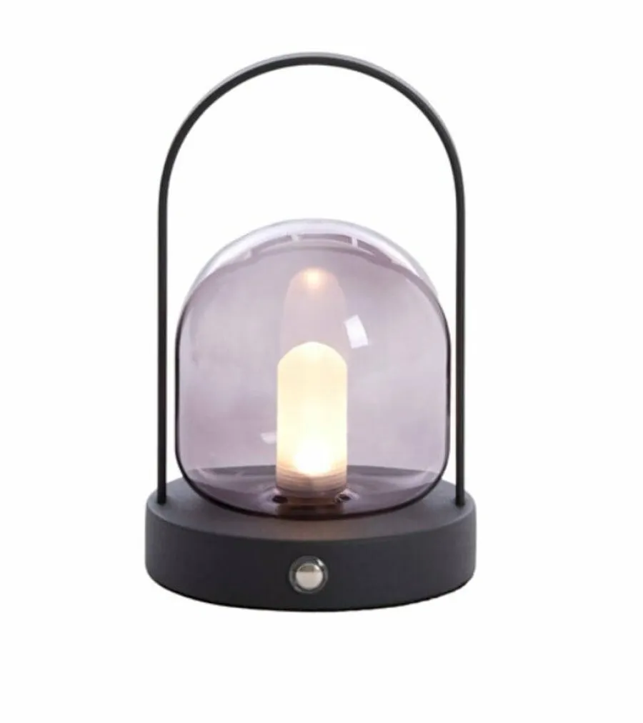 Light en Living Tafellamp LED Ø12x19 cm YEREMI glas smoke+mat zwart Outlet