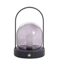 Light en Living Tafellamp LED Ø12x19 cm YEREMI glas smoke+mat zwart Outlet