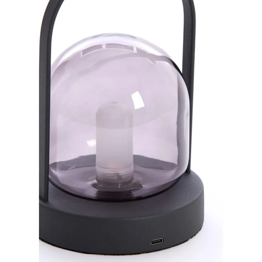 Light en Living Tafellamp LED Ø12x19 cm YEREMI glas smoke+mat zwart Outlet