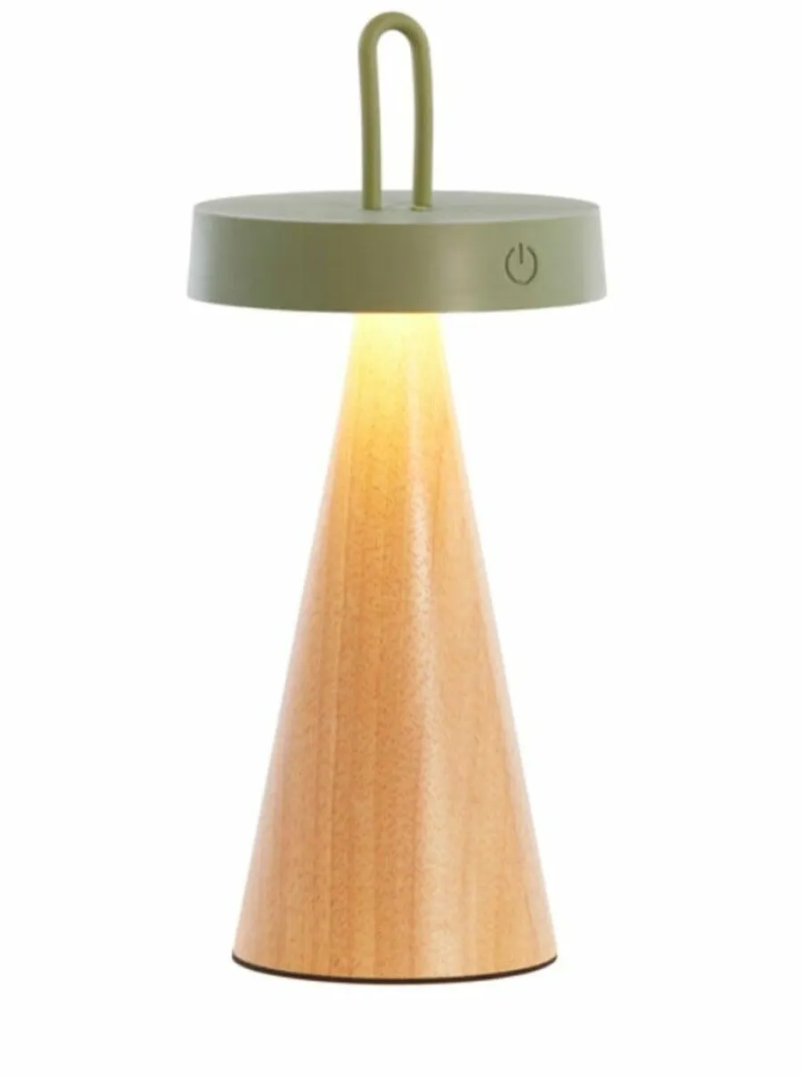 Light en Living Tafellamp LED Ø13x28,5 cm ANKENTA olijf groen+hout naturel Best
