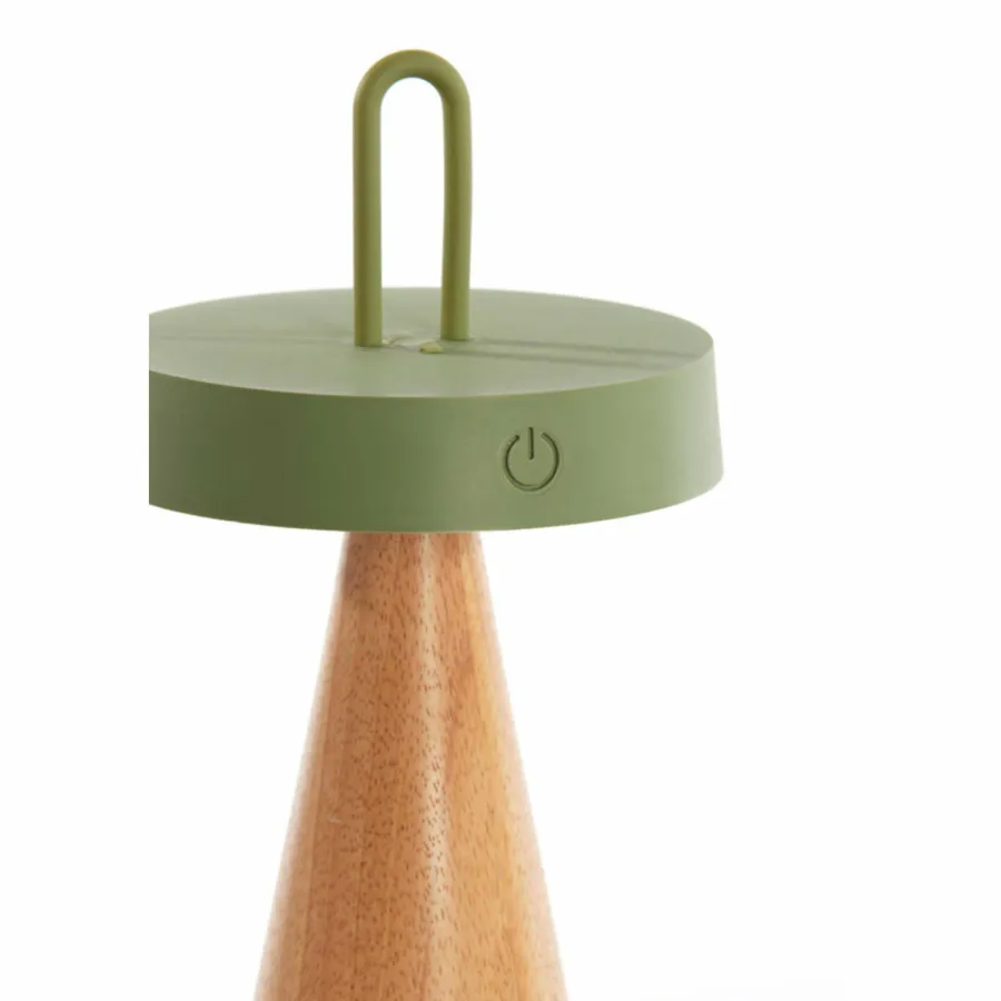 Light en Living Tafellamp LED Ø13x28,5 cm ANKENTA olijf groen+hout naturel Best