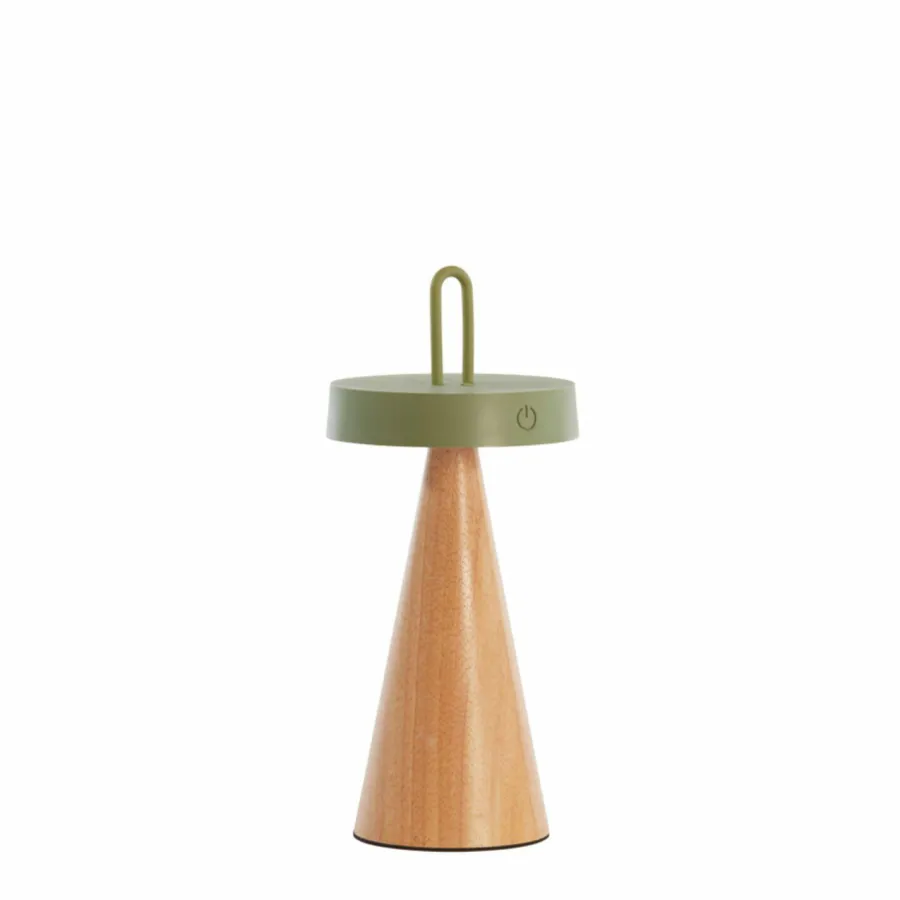 Light en Living Tafellamp LED Ø13x28,5 cm ANKENTA olijf groen+hout naturel Best