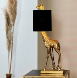 Light en Living Tafellamp 26x16x61 cm GIRAFFE antiek brons+velvet zwart Sale