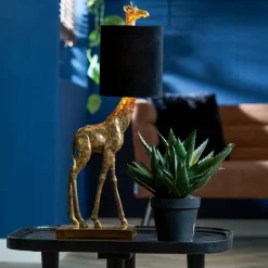 Light en Living Tafellamp 26x16x61 cm GIRAFFE antiek brons+velvet zwart Sale