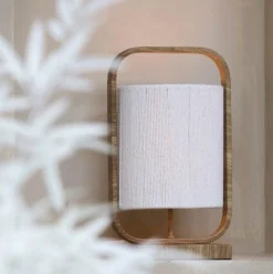 Light en Living Tafellamp 22,5x15x37,5 cm LECCE houtprint + touw naturel Sale