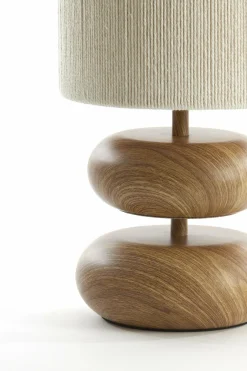 Light en Living Tafellamp Ø22x50,5 cm DANIALO hout print naturel+touw crème Online