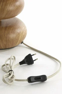 Light en Living Tafellamp Ø22x50,5 cm DANIALO hout print naturel+touw crème Online