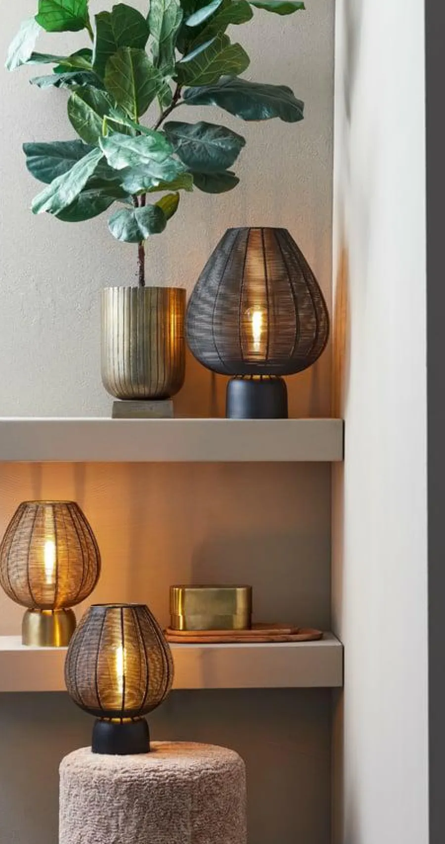 Light en Living Tafellamp Suneko zwart - Ø 35 x 46 cm Clearance