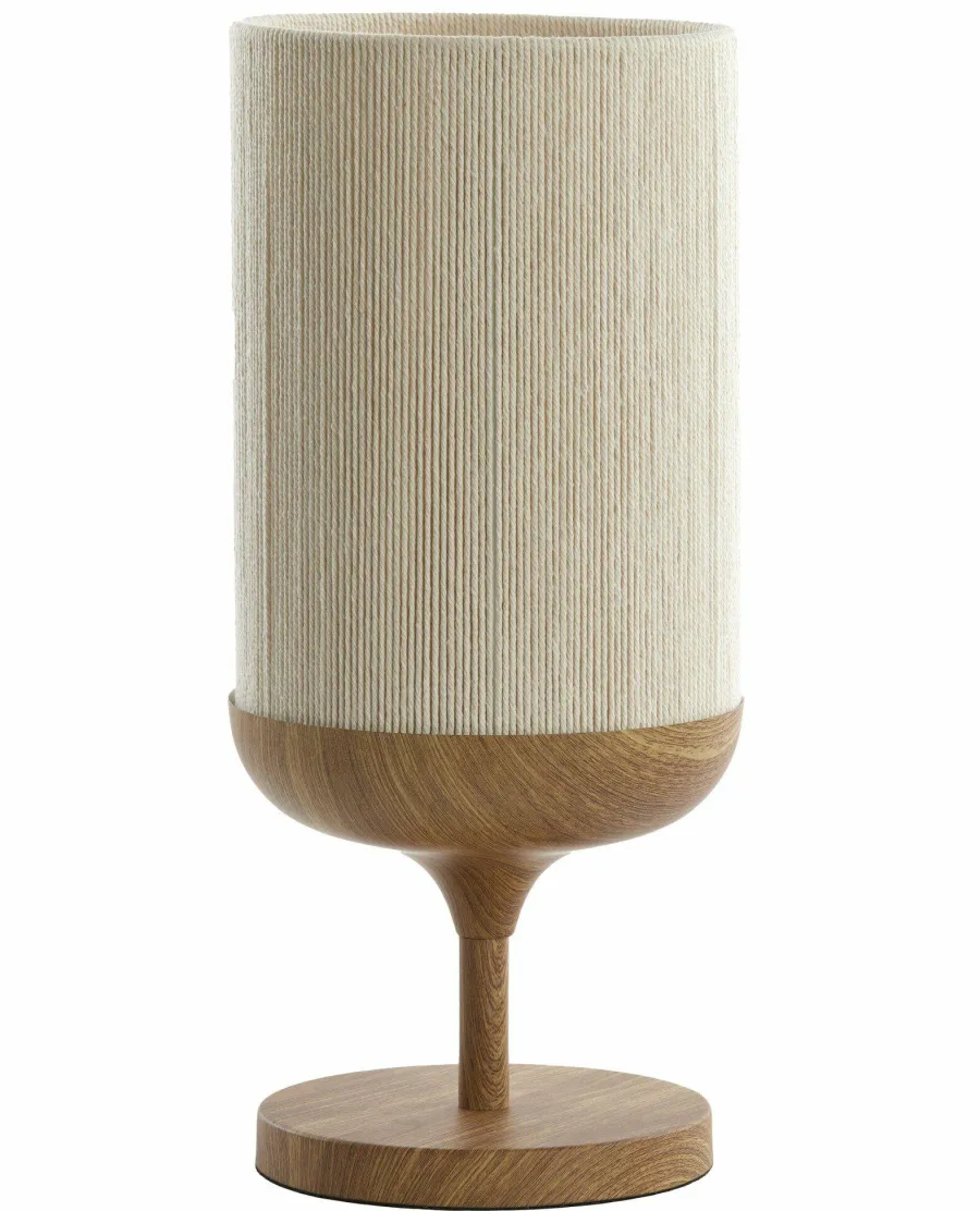Light en Living Tafellamp Ø22,5x50 cm DANIA hout print naturel+touw crèmeTafellamp Ø22,5x50 cm DANIA hout print naturel+touw crème Hot