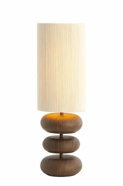 Light en Living Tafellamp Ø22x67,5 cm DANIALO hout print donkerbruin+touw crème Clearance