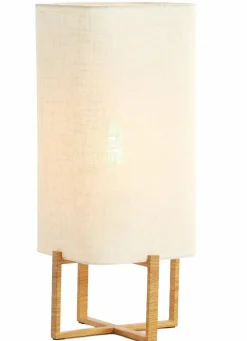 Light en Living Tafellamp 21,5X21,5X50,5 Cm WYN hout Natur+Linen Creme Online