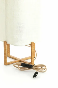 Light en Living Tafellamp 21,5X21,5X50,5 Cm WYN hout Natur+Linen Creme Online