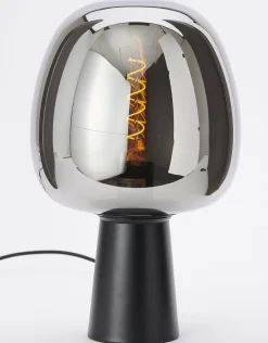Light en Living Tafellamp Ø22x40 cm MAYSON mat zwart+ glas smoke Best