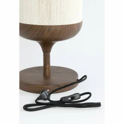 Light en Living Tafellamp Ø22,5x50 cm DANIA hout print d bruin+touw crème New