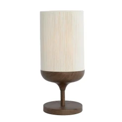 Light en Living Tafellamp Ø22,5x50 cm DANIA hout print d bruin+touw crème New