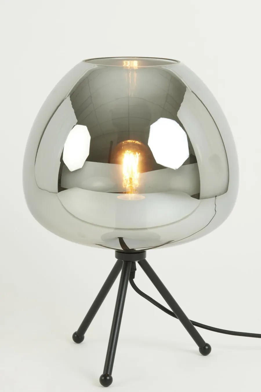 Light en Living Tafellamp Ø30x43 cm MAYSON mat zwart+glas smoke Discount