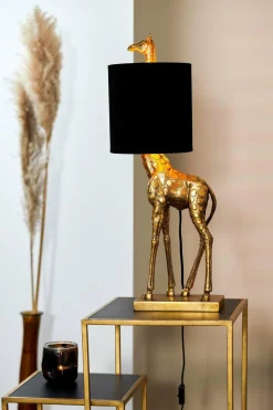 Light en Living Tafellamp 28x20x68 cm GIRAFFE antiek brons+velvet zwart Hot