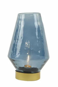 Light en Living Tafellamp LED JAYA glas donker blauw+goud Best