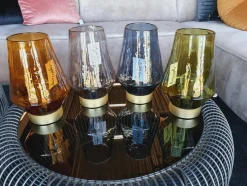 Light en Living Tafellamp LED JAYA glas donker blauw+goud Best
