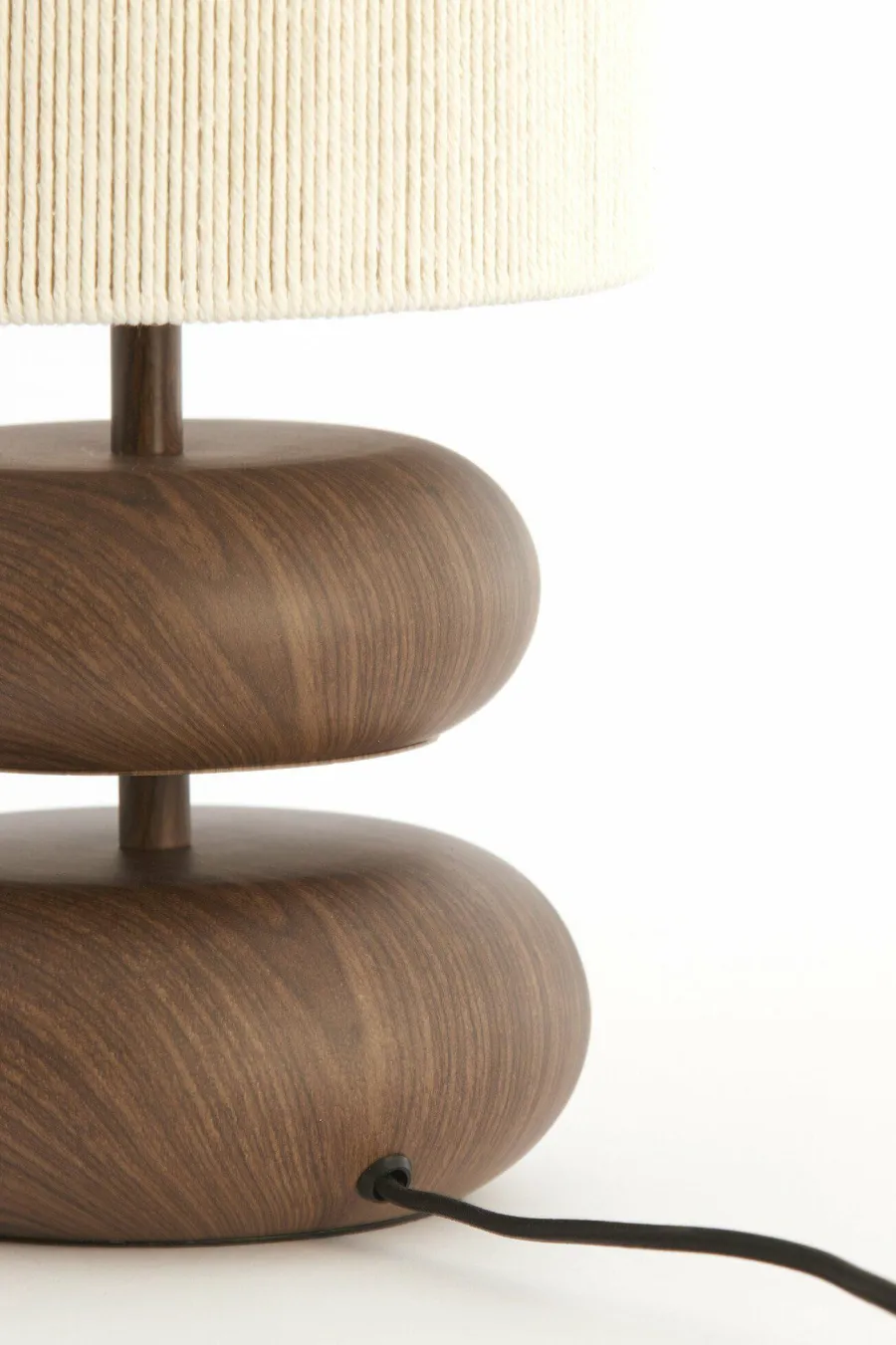 Light en Living Tafellamp Ø22x50,5 cm DANIALO hout print donkerbruin+touw crème Hot