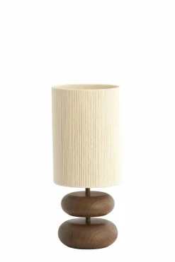 Light en Living Tafellamp Ø22x50,5 cm DANIALO hout print donkerbruin+touw crème Hot