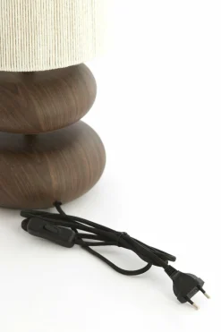 Light en Living Tafellamp Ø22x50,5 cm DANIALO hout print donkerbruin+touw crème Hot