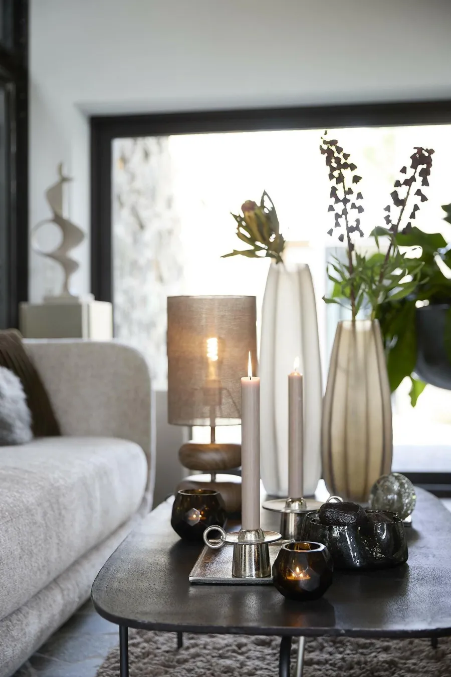 Light en Living Tafellamp Ø22x50,5 cm DANIALO houtprint bruin Discount