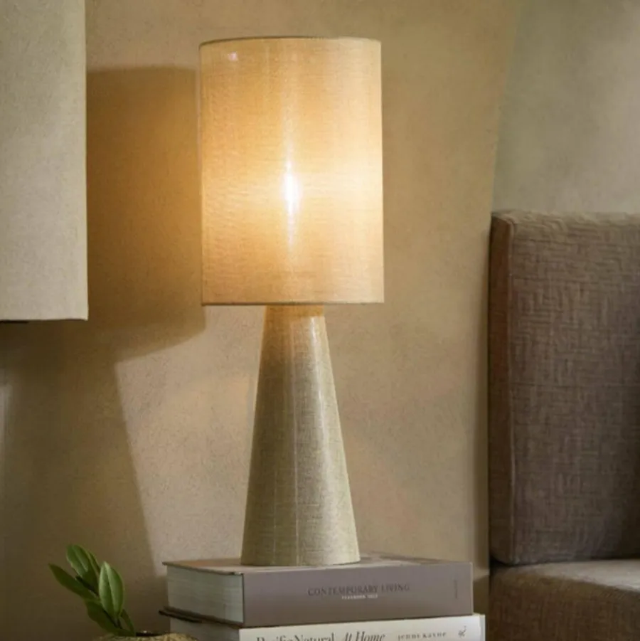Light en Living Tafellamp Ø20x58 cm MICKY linnen olijf groen New
