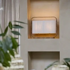 Light en Living Tafellamp 45x15x37,5 cm LECCE houtprint + touw naturel Outlet