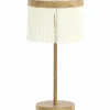Light en Living Tafellamp DINY LED Ø17x35 cm – Houtprint met Crème Franje | Light & Living New
