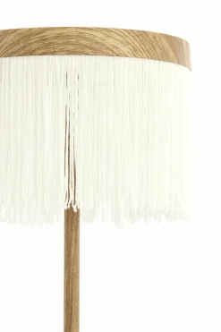 Light en Living Tafellamp DINY LED Ø17x35 cm – Houtprint met Crème Franje | Light & Living New