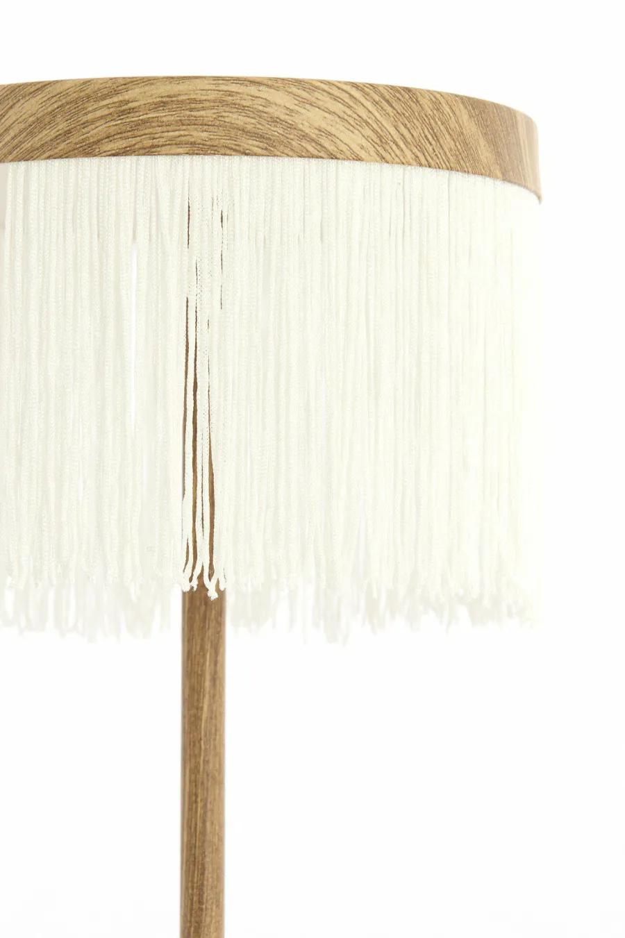 Light en Living Tafellamp DINY LED Ø17x35 cm – Houtprint met Crème Franje | Light & Living New
