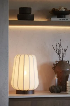 Light en Living Tafellamp Ø30x41,5 cm BIBURY hout print donker bruin+wit Hot