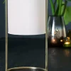 Light en Living Tafellamp SANTOS groot Ø 25x45 - Licht roze kap - antique brass frame Clearance