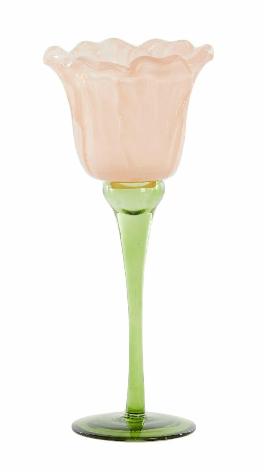 Light en Living Theelicht op voet Ø10,5x22,5 cm FLOWALY glas groen+peach Best