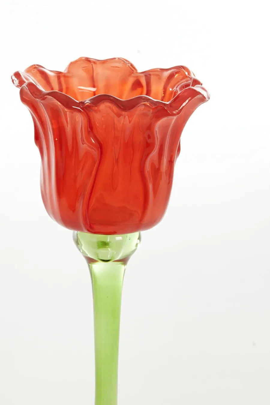 Light en Living Theelicht op voet Ø10,5x22,5 cm FLOWALY glas groen+rood New