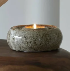Light en Living Theelichthouder Ø12,5x5 cm OTHONI keramiek bruin Clearance