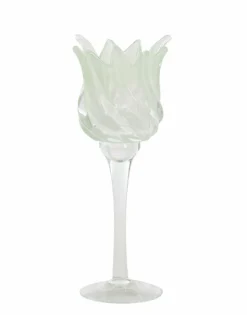 Light en Living Theelicht op voet Ø9,5x24 cm FLORA glas helder+mt mint groen Best