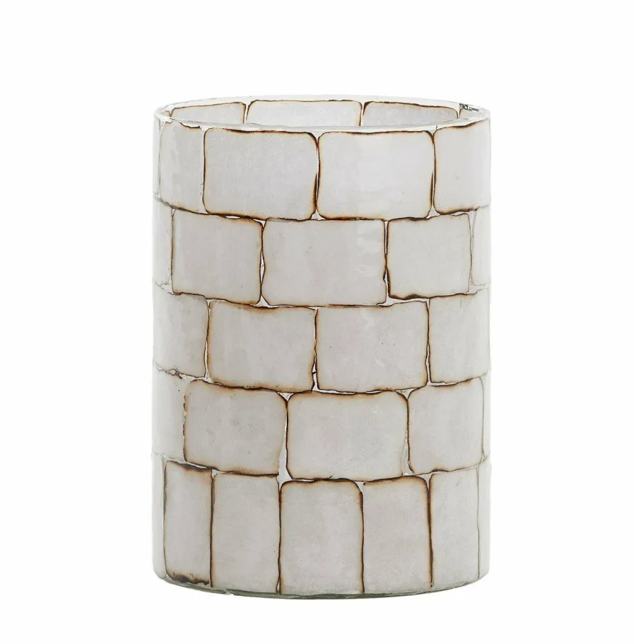 Light en Living Theelicht Ø14x20 cm DRONERO glas transparant+wit Clearance