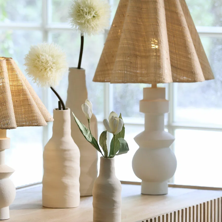 Light en Living Vaas deco Ø8,5x20 cm SESTO keramiek mat crème