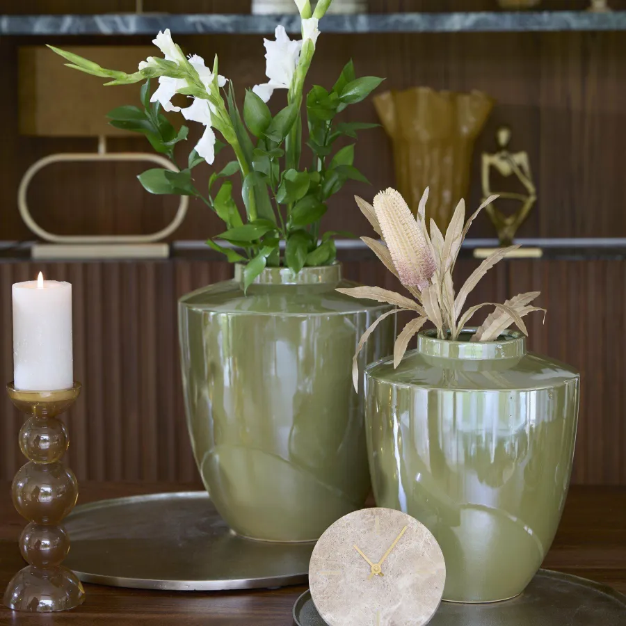 Light en Living Vaas deco Ø32x40 cm TALEA keramiek olie licht groen