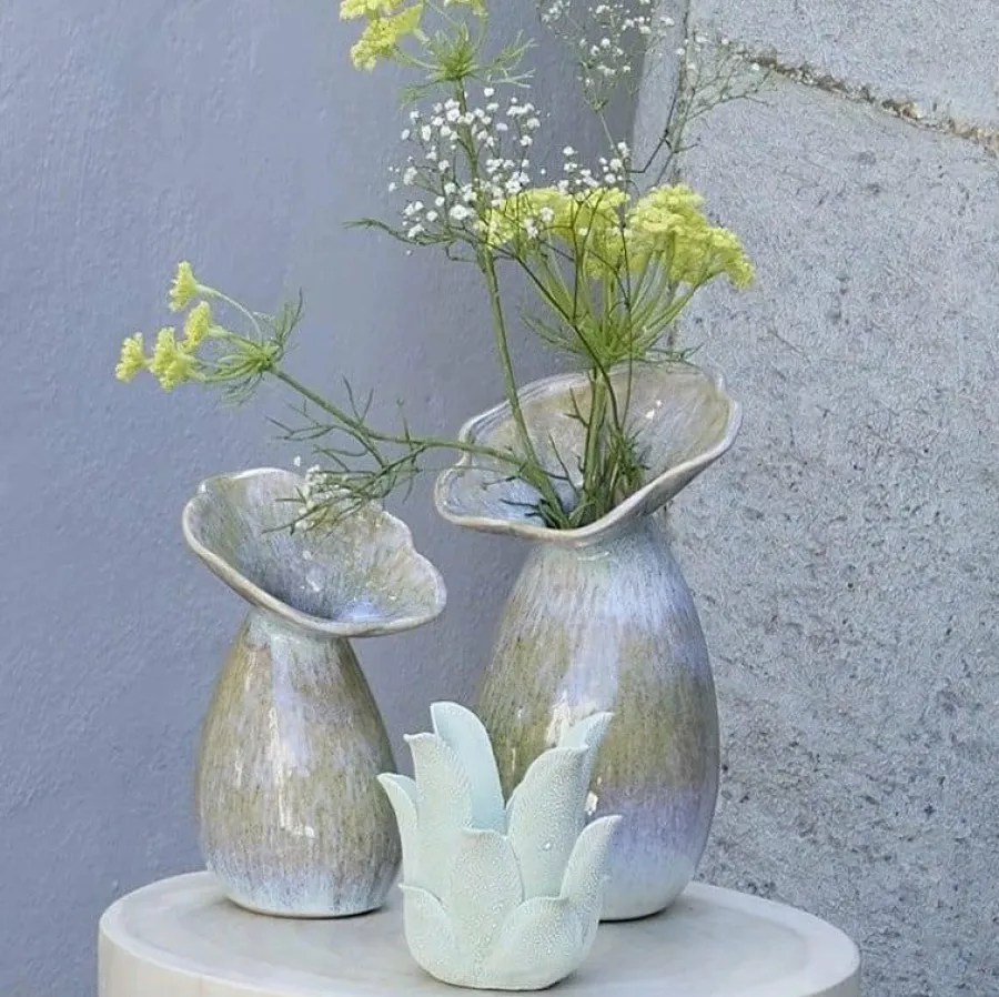 Light en Living Vaas deco Ø15,5x29 cm CULLA keramiek groen+lichtblauw Clearance