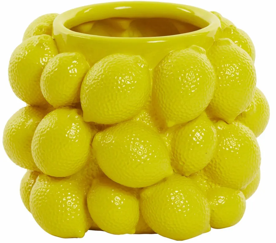 Light en Living Vaas deco LEMON geel - 14 cm hoog New