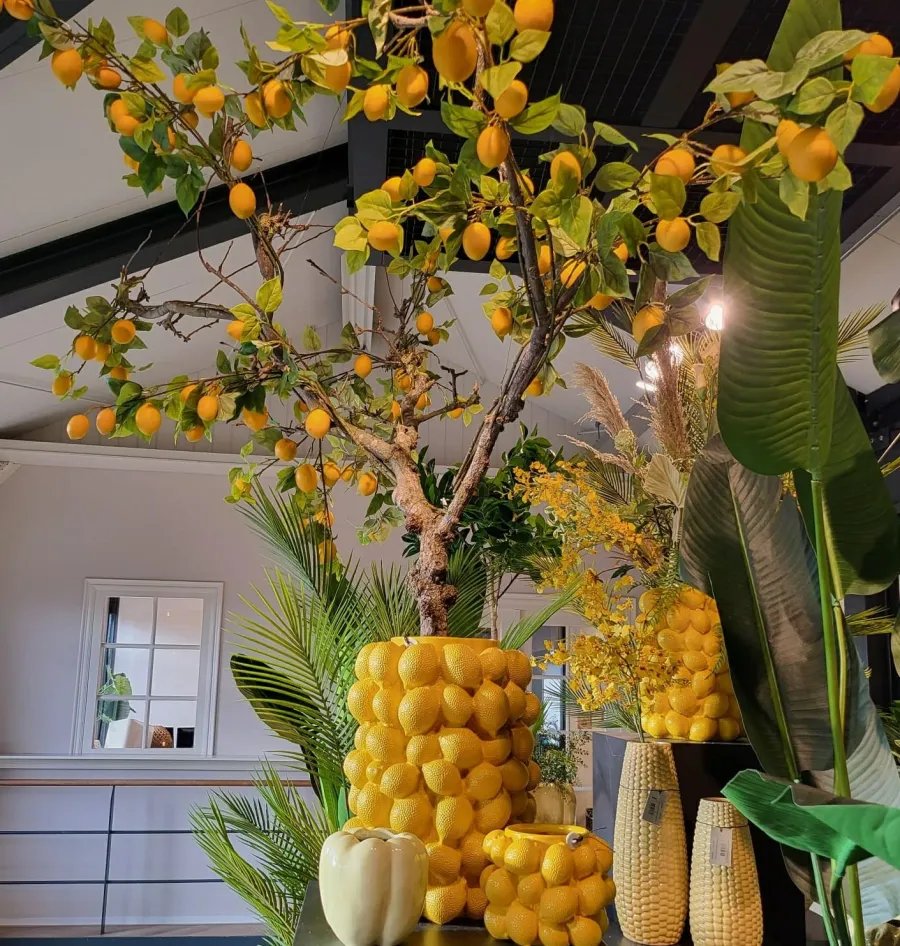 Light en Living Vaas deco LEMON geel - 14 cm hoog New
