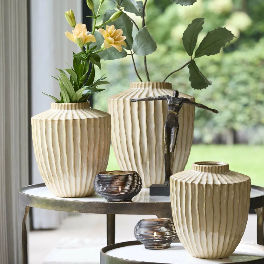 Light en Living Vaas deco Ø32X40 cm TALEA keramiek zand-beige Best